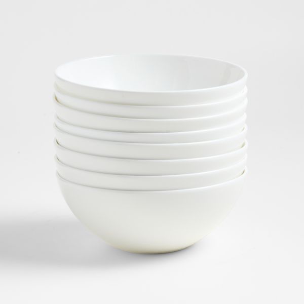Bennett White Bone China Cereal Bowls, Set of 8