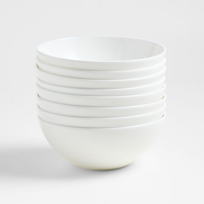 Bennett White Bone China Cereal Bowls, Set of 8
