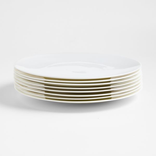 Bennett White Bone China Dinner Plates, Set of 8