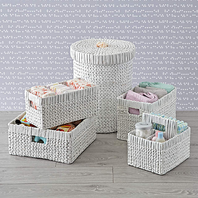 white wicker baby baskets