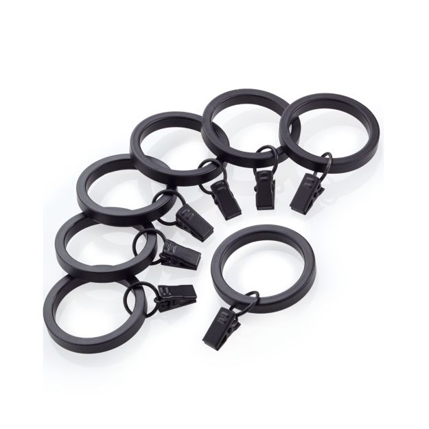 Black Curtain Rings, Set of 7 + Reviews | Crate and Barrel