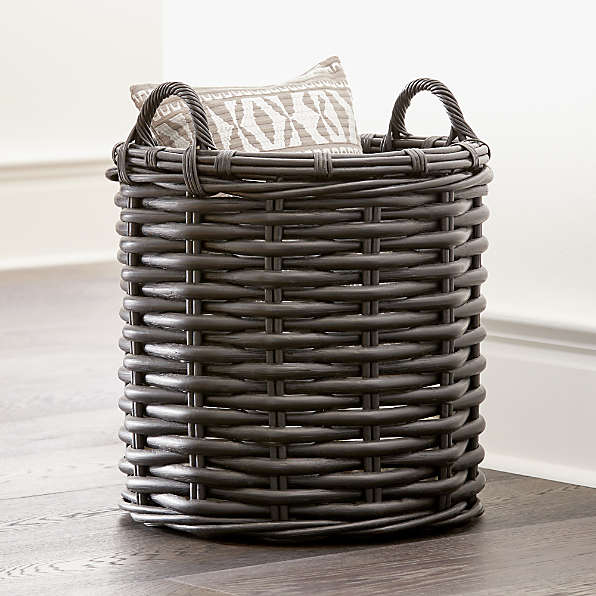 black and white wicker baskets