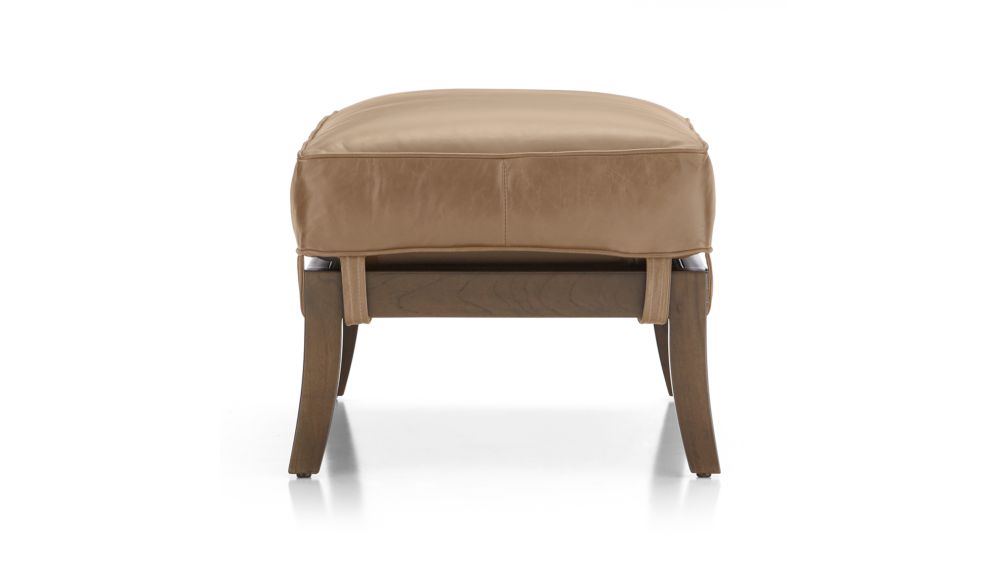 Blake Carbon Grey Ottoman with Leather Cushion Crate and Barrel