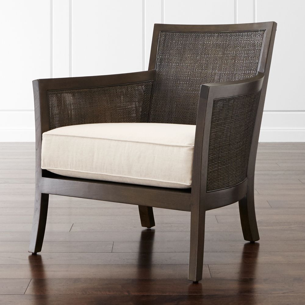 Online Designer Combined Living/Dining Blake Carbon Grey Rattan Chair with Fabric Cushion