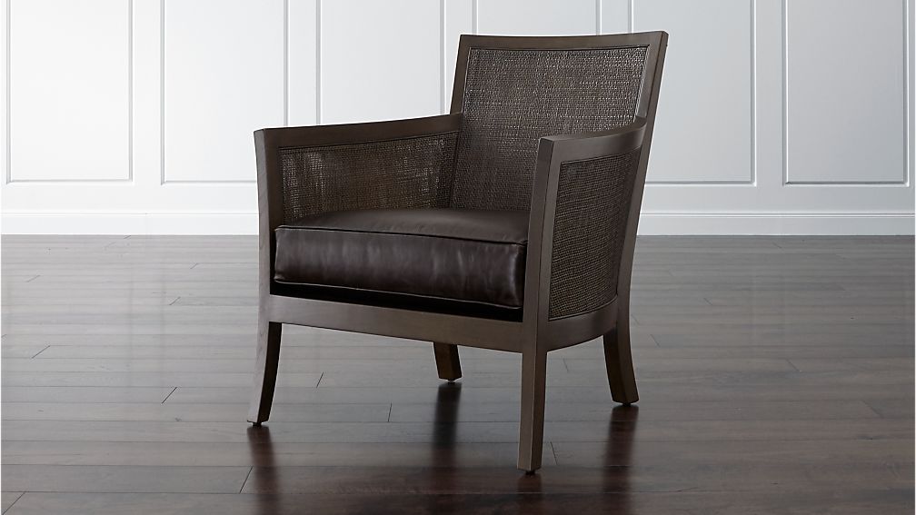 Blake Rattan Chair with Leather Cushion Crate and Barrel