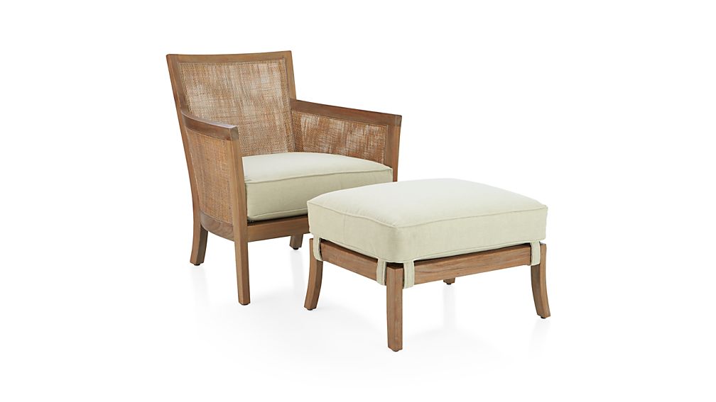 Blake Rattan Arm Chair with Fabric Cushion Crate and Barrel