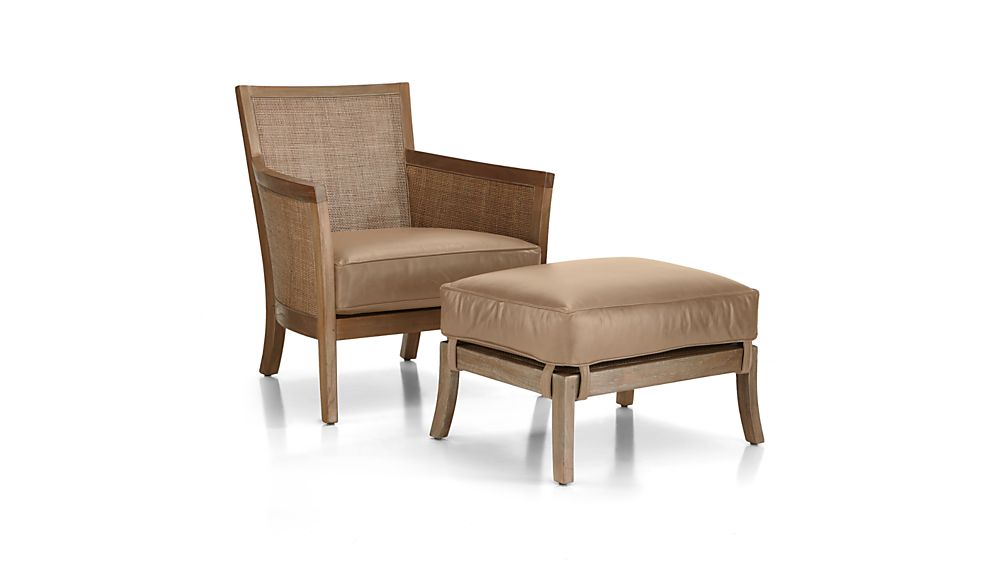 Blake Grey Wash Chair with Leather Cushion Crate and Barrel