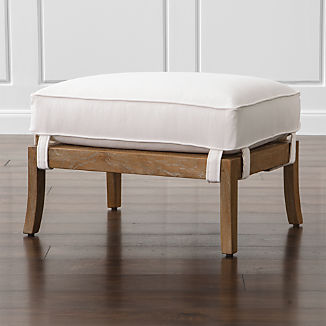 Blake Grey Wash Rattan Ottoman with Fabric Cushion