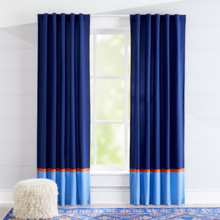 Kids Curtains Kids Navy And Light Blue Curtains With Orange Trim