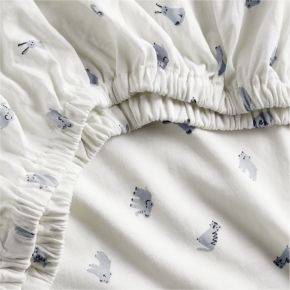 Image of Comfy Tee Critter Cuddle Blue 100% Organic Cotton Jersey Baby Crib Fitted Sheet