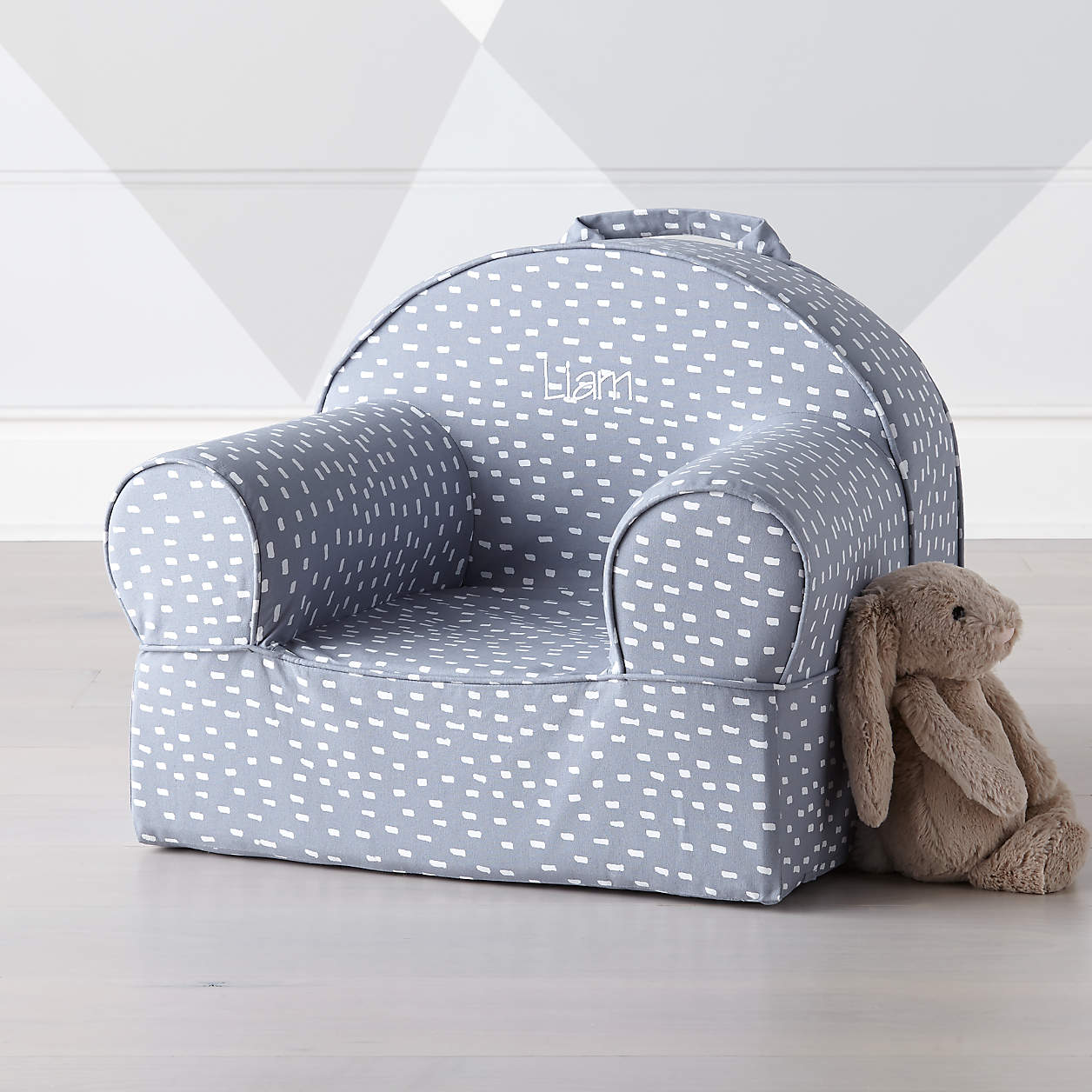 Small Blue Dash Nod Chair Cover + Reviews | Crate and Barrel