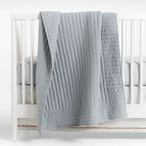 Image of Comfy Tee Keepsake Stitched Blue 100% Organic Cotton Jersey Crib Quilt