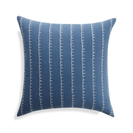 Blue Stitched Throw Pillow Cover Crate And Barrel