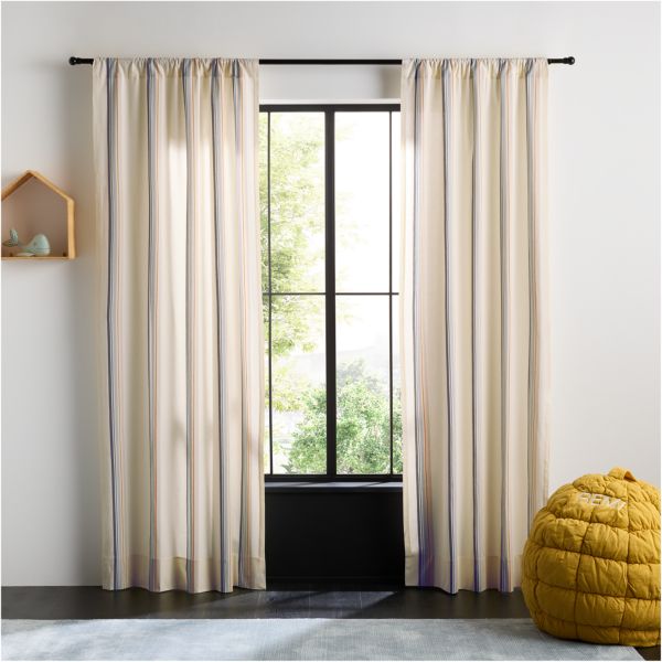 Blue Stripe Organic Cotton Curtain Panel 63