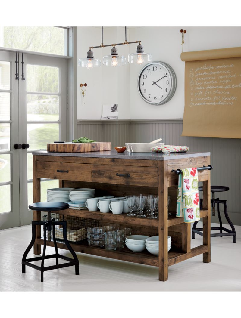 Bluestone Reclaimed Wood Large Kitchen Island   Reviews  Crate and Barrel