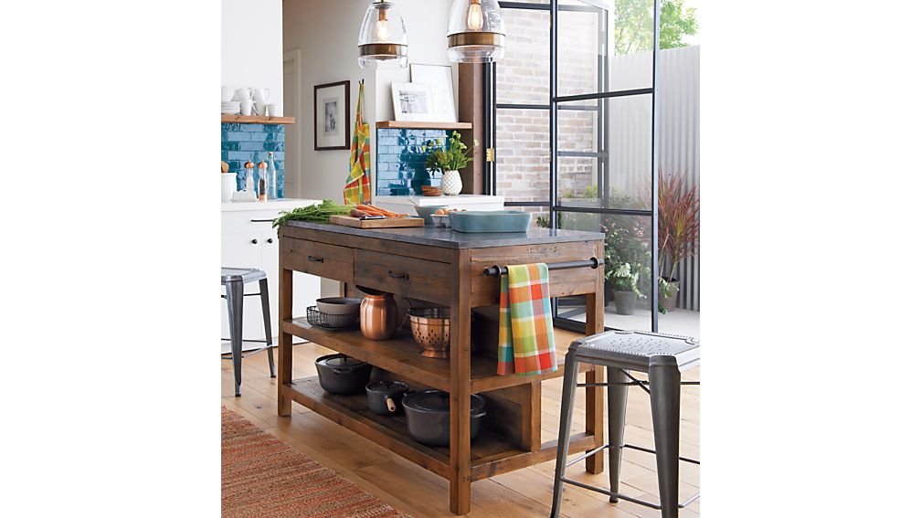 Bluestone Reclaimed Wood Large Kitchen Island Crate and Barrel