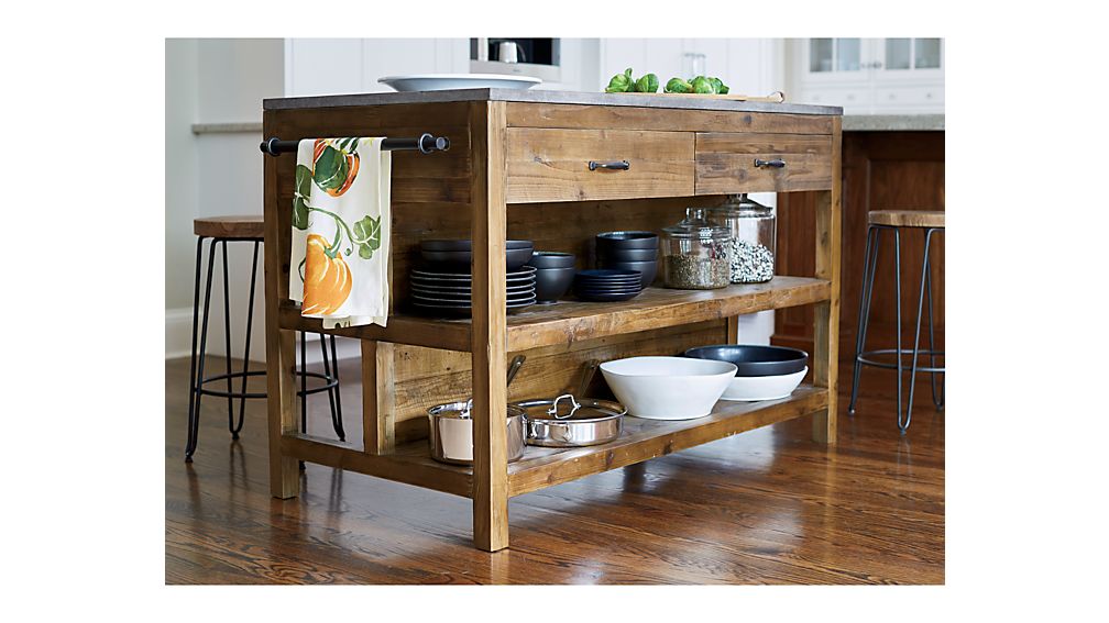 Bluestone Reclaimed Wood Large Kitchen Island | Crate and Barrel