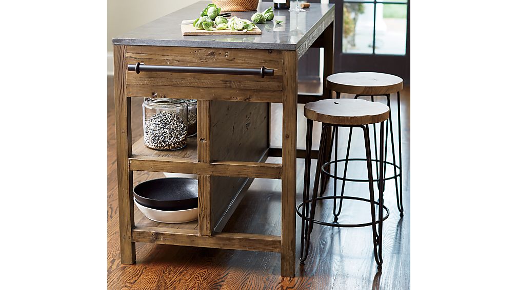 Bluestone Reclaimed Wood Large Kitchen Island Crate and Barrel