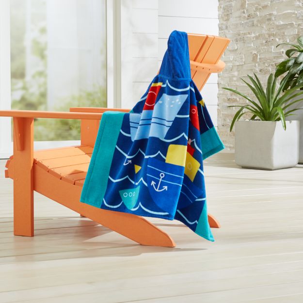 Blue Boats Baby Beach Wrap + Reviews | Crate and Barrel