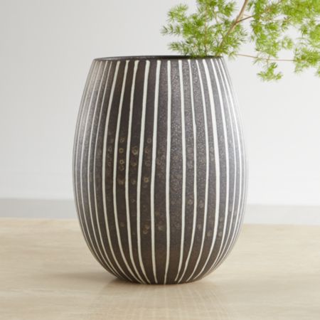 Bolton Black And White Striped Vase Reviews Crate And Barrel