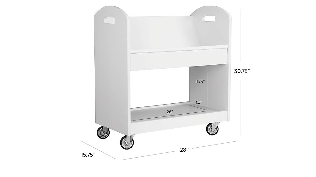 Kids Book Storage White Rolling Shelf And Bin Tap To Zoom Image With Dimension For White Local Branch Library Cart