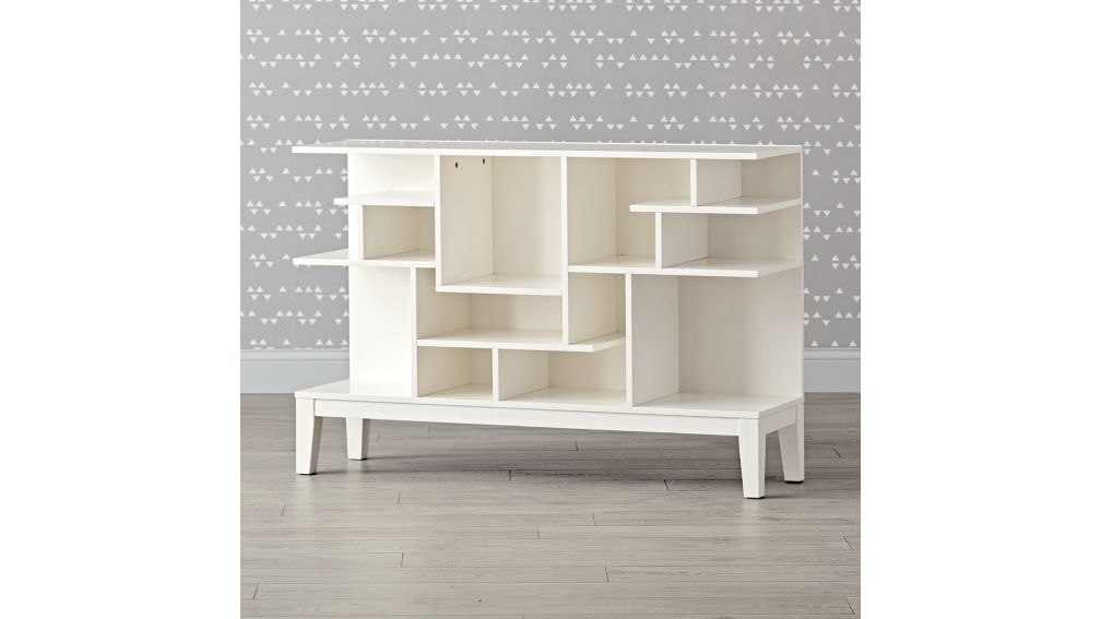 Maze Wide White Geometric Bookcase Crate and Barrel