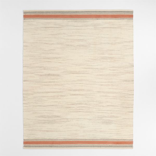 Border Stripe Brulee Brown Chenille Kids Area Rug 8'x10'