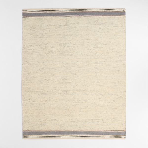 Border Stripe Slate Blue Chenille Kids Area Rug 6'x9'