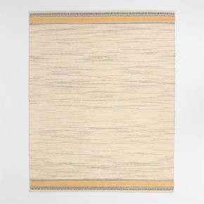 Border Stripe Savannah Yellow Chenille Kids Area Rug 8'x10'