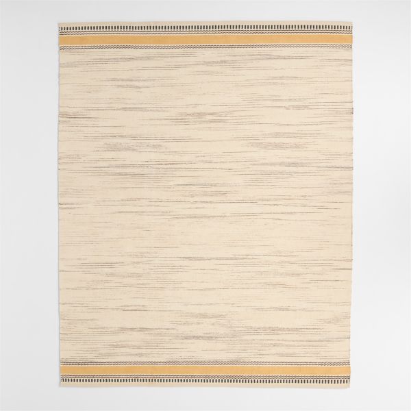 Border Stripe Savannah Yellow Chenille Kids Area Rug 5'x8'