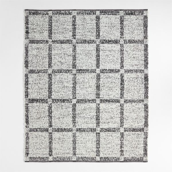 Boucle Black Handwoven Flatweave Kids Performance Area Rug 8'x10'