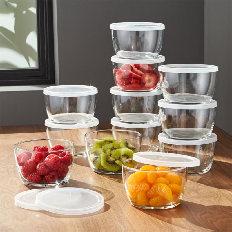 Clear Glass Bowl with Lid Set of 12 + Reviews Crate and Barrel