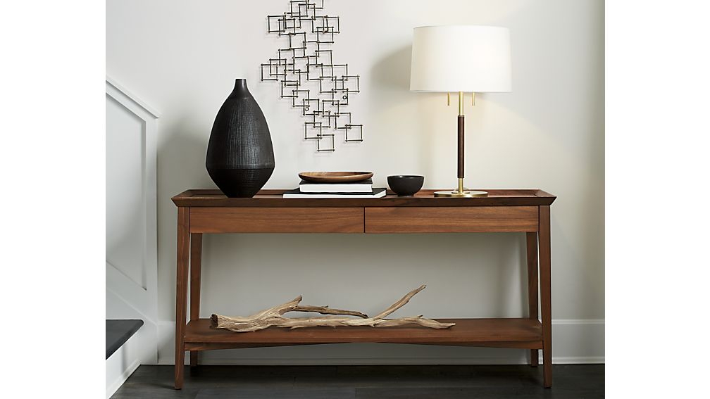 Bradley Walnut Console Table with Drawers Crate and Barrel