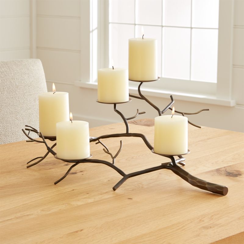 Branch Brass Pillar Candle Holder Crate and Barrel