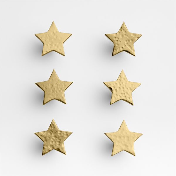 Brass Star Knobs, Set of 6