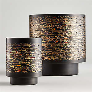 grey candlestick holders