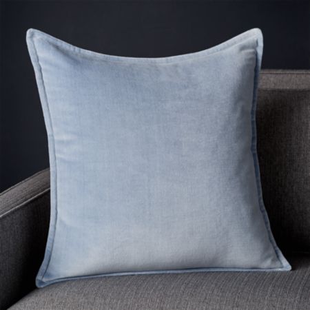 Brenner Light Blue Velvet Pillow With Feather Down Insert 20