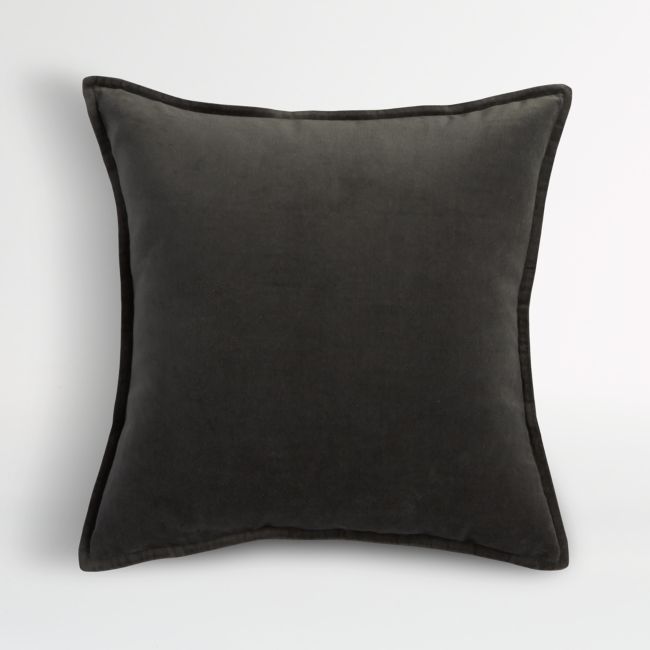 Online Designer Combined Living/Dining Brenner Grey Velvet Pillow Cover 20