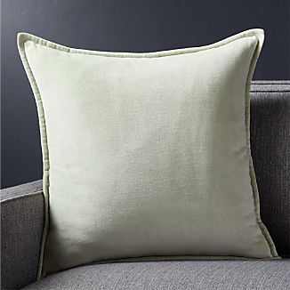 Brenner Sage Green 20" Velvet Pillow with Down-Alternative Insert