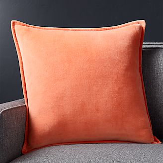 Brenner Sherbet Orange 20" Velvet Pillow