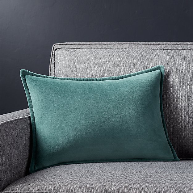 Brenner Slate 18"x12" Velvet Pillow with FeatherDown Insert Crate