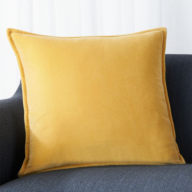 Online Designer Other Brenner Spicy Mustard Velvet Pillow with Down-Alternative Insert 20