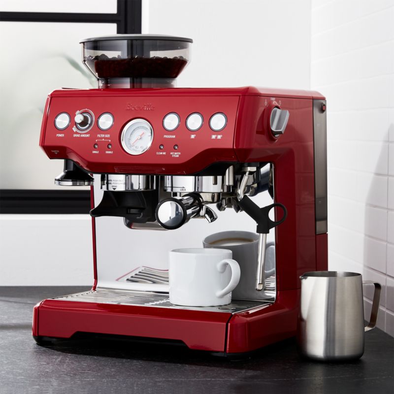 Breville Red Barista Express Espresso Machine + Reviews Crate and Barrel