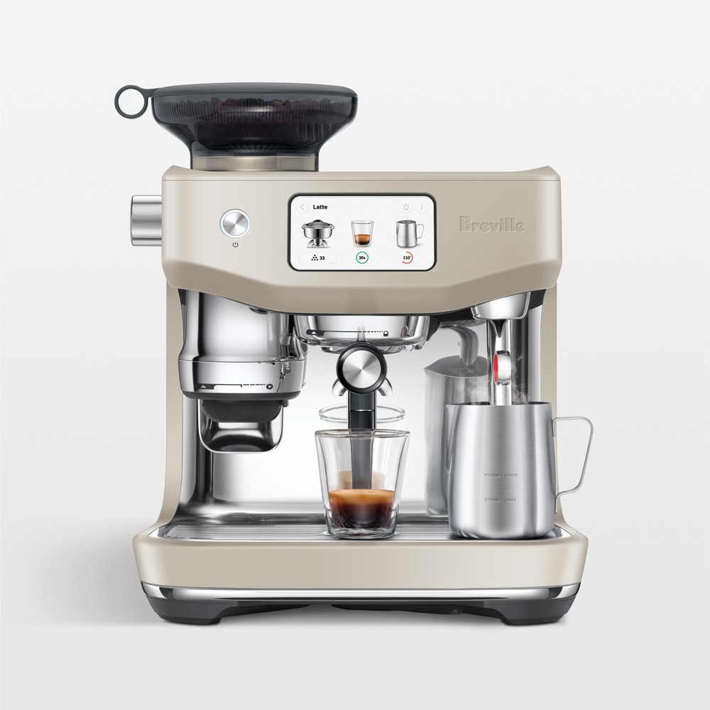 Breville Oracle Jet Automatic Espresso Machine in Almond Nougat — touchscreen super-automatic espresso machine with integrated burr grinder and hands-free auto milk frother