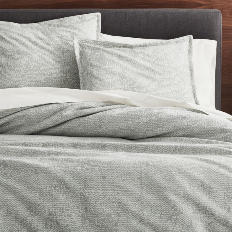 Brice Grey Patterned King Duvet Cover Reviews Crate And Barrel