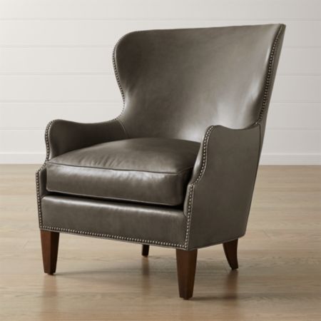 Brielle Nailhead Leather Wingback Chair Reviews Crate And Barrel