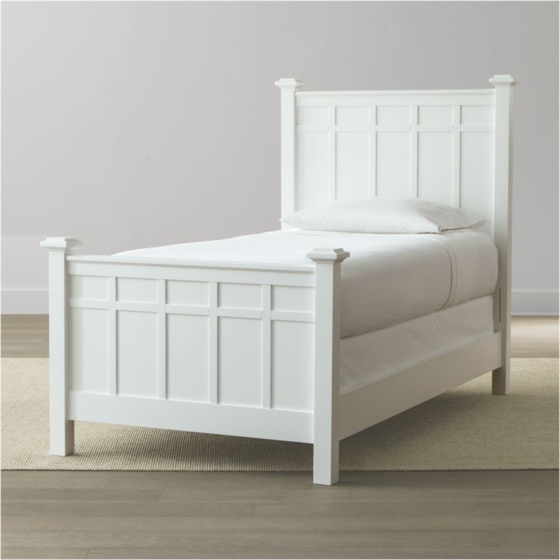 Brighton White Twin Bed + Reviews Crate and Barrel