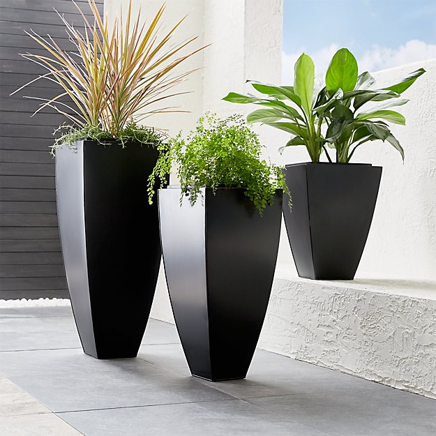 Bronze Tall Tapered Planters Crate and Barrel