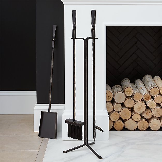 Twisted Bronze Fireplace Tools Crate and Barrel