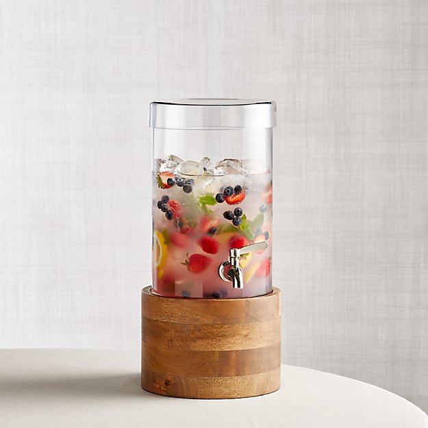 Cold Drink Dispenser with Brooks Wood Stand Crate and Barrel
